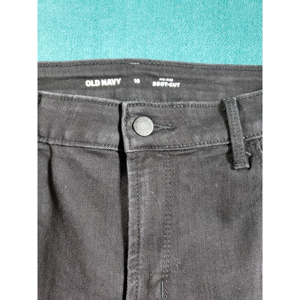 Old Navy Jeans Size 10 Womens Black Stretch Pants Denim Mid Rise Bootcut - Picture 6 of 12